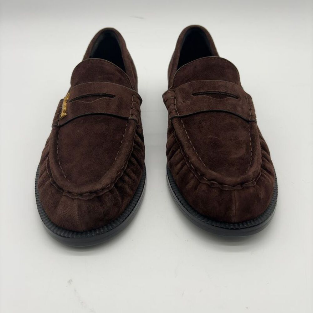 Saint Laurent t Brown Suede Penny Loafers - Picture 2 of 7
